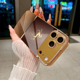 Luxury Gold-Brown Galloping Horse Pattern Electroplated Case for iPhone