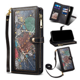 RFID Blocking Card Holder Lanyard Leather Case for iPhone