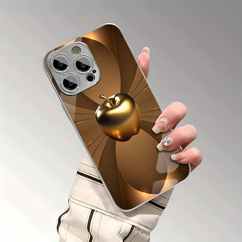3D Apple Plating Hard Glass Case for iPhone
