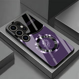 Business-Style Long Pattern Full-Coverage Liquid Glass Phone Case for Samsung