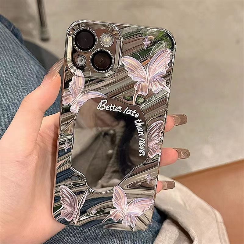 Butterfly Makeup Mirror Phone Case for iPhone