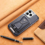 2‑in‑1 Magnetic Card Holder Leather Case with Stand for iPhone