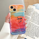 Oil Painting Smiley Face Shockproof Case For iPhone