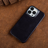 Oil Wax Luxury Genuine Leather  Aesthetic Vintage Case For Iphone