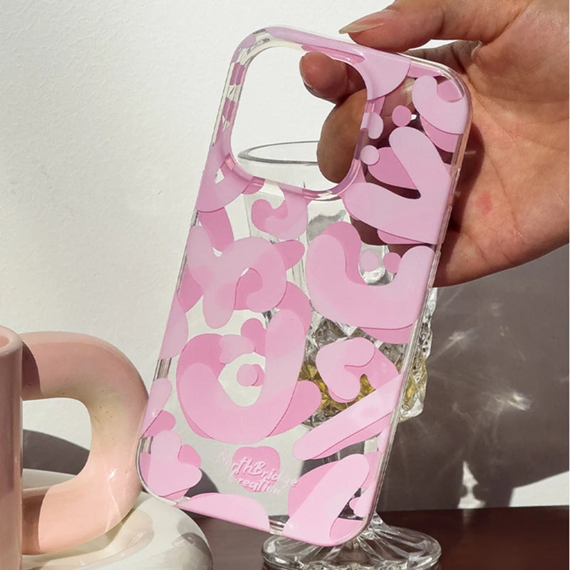 Graffiti Cute Pink TransparentSoft Silicone Phone Case For iPhone