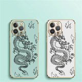 Dragon Pattern Plating Silicone Case For iPhone