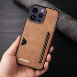 Retro PU Leather Card Holder Phone Case for iPhone