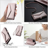 Leather Long Lanyard Wallet Flip Case for Samsung