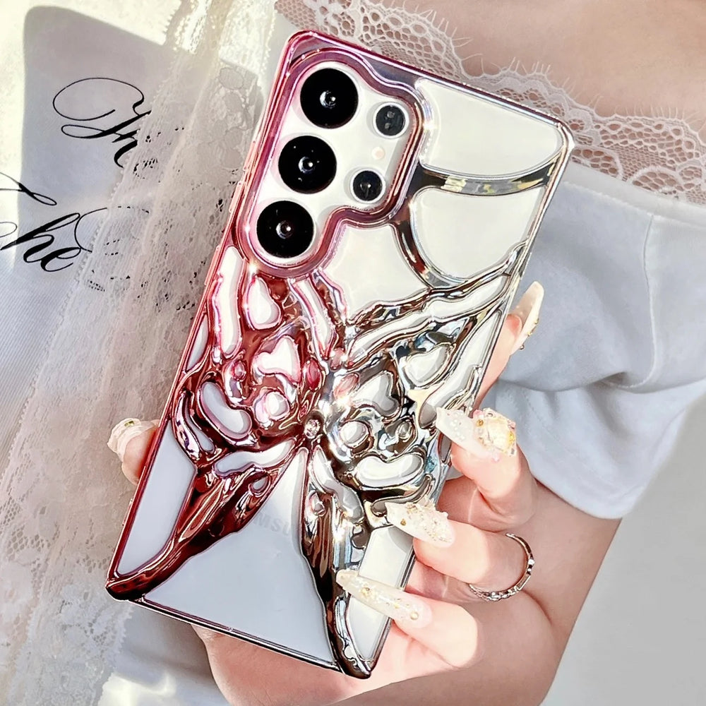 Gradient Color Hollowed Butterfly Plating Cover  For Samsung