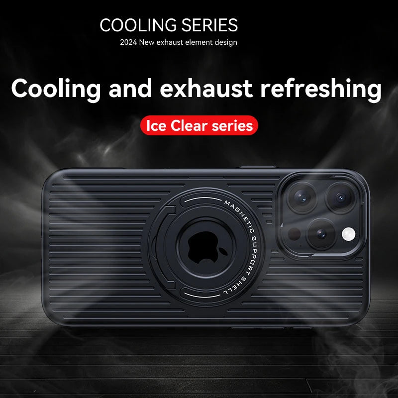 Magnetic Hidden Holder Heat Dissipation Phone Case for IPhone