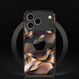 Black‑Gold Gradient Ripple Apple Pattern Case for iPhone