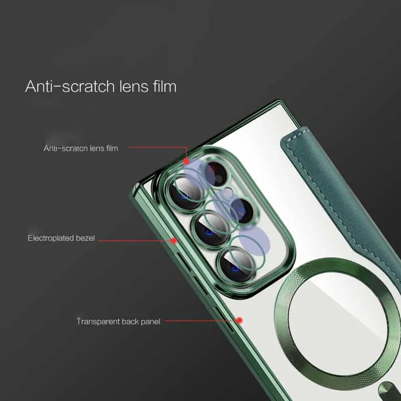 Luxury Transparent Flip Leather Wallet Magnetic Case For Samsung
