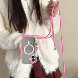Mirror Make Up Crossbody Strap Magnetic Case for iPhone