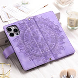 Leather Sun Embossing Flip Wallet Case with Lanyard for iphone