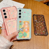 Card Bag Wallet Hearts TPU Phone Case For Samsung