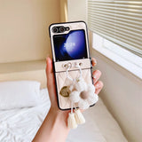 Stylish Flower Ring Holder Leather Case for Samsung Z Flip