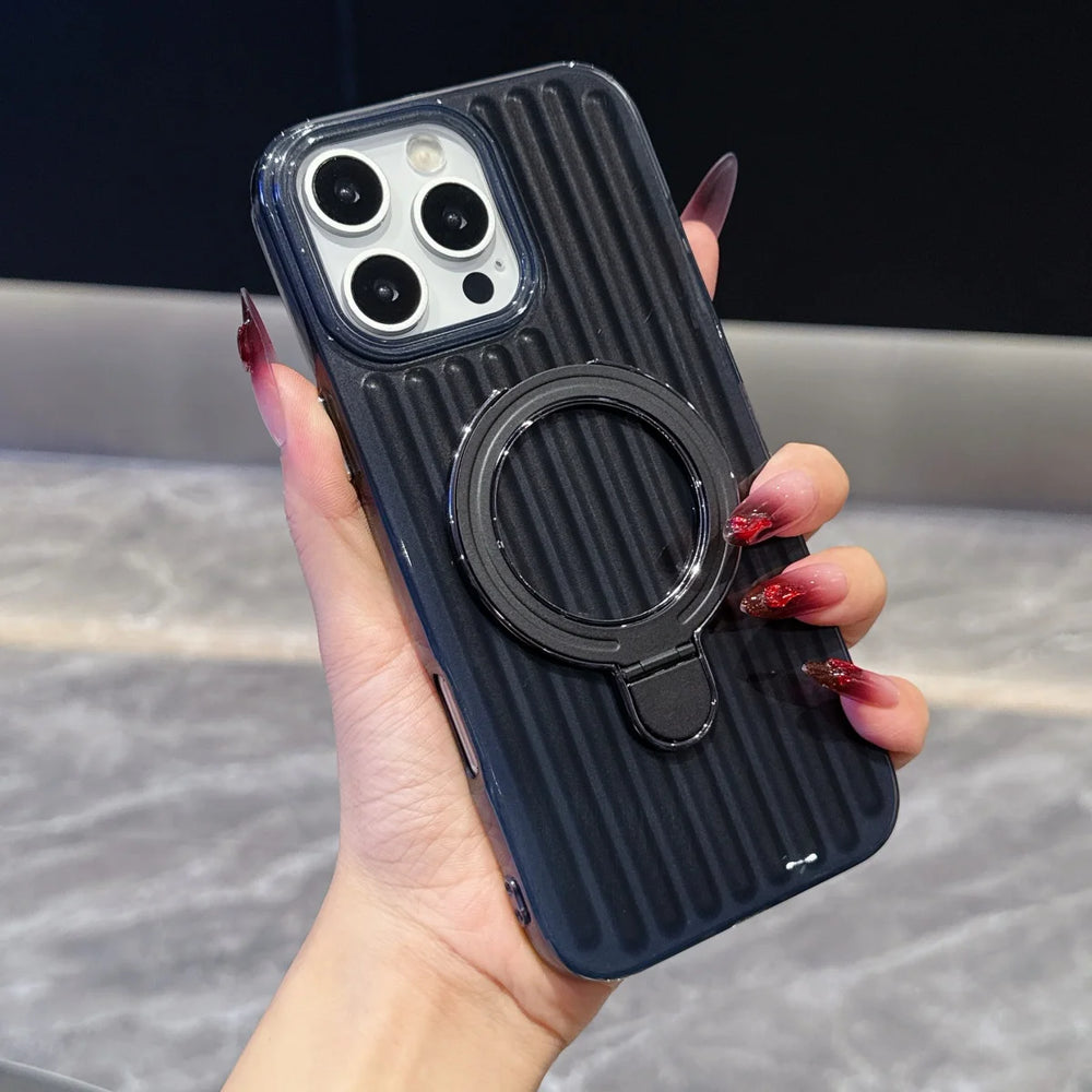 Glossy Corrugated Stripe Magnetic Case For iPhone