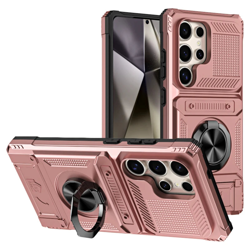 Wallet Magnetic Rotated Ring Kickstand Case For Samsung
