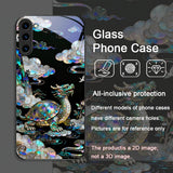 Stylish Tiger Dragon Texture Printed Tempered Glass Case for Samsung