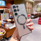 Plating Glitter Magnetic Magsafe Wireless Charging Case For Samsung