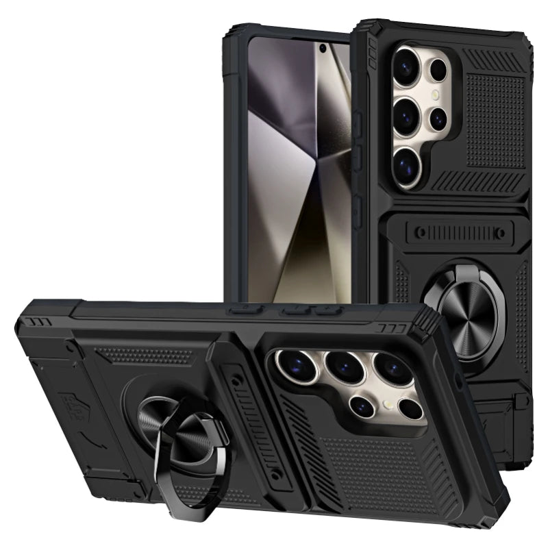 Wallet Magnetic Rotated Ring Kickstand Case For Samsung