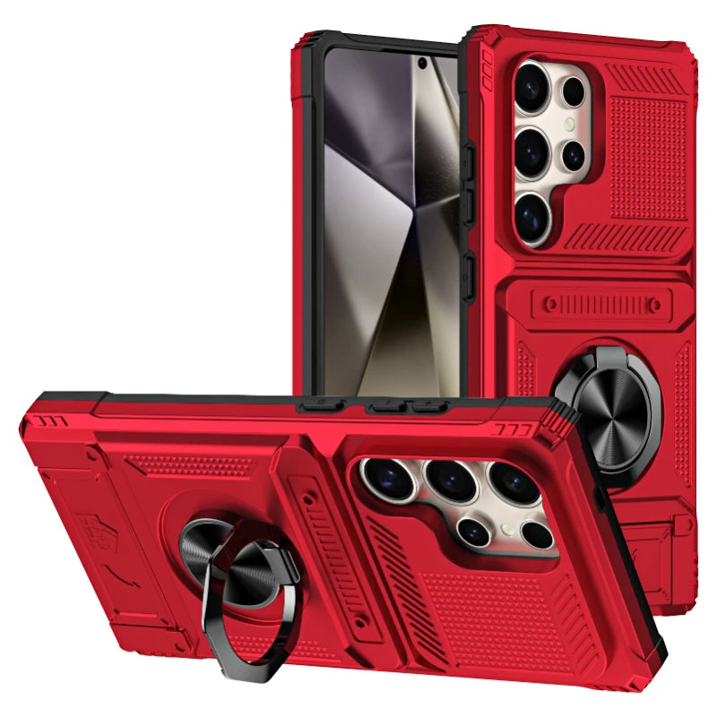 Wallet Magnetic Rotated Ring Kickstand Case For Samsung