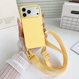 Crossbody Strap Matte Silicone Shockproof Soft Case For iPhone