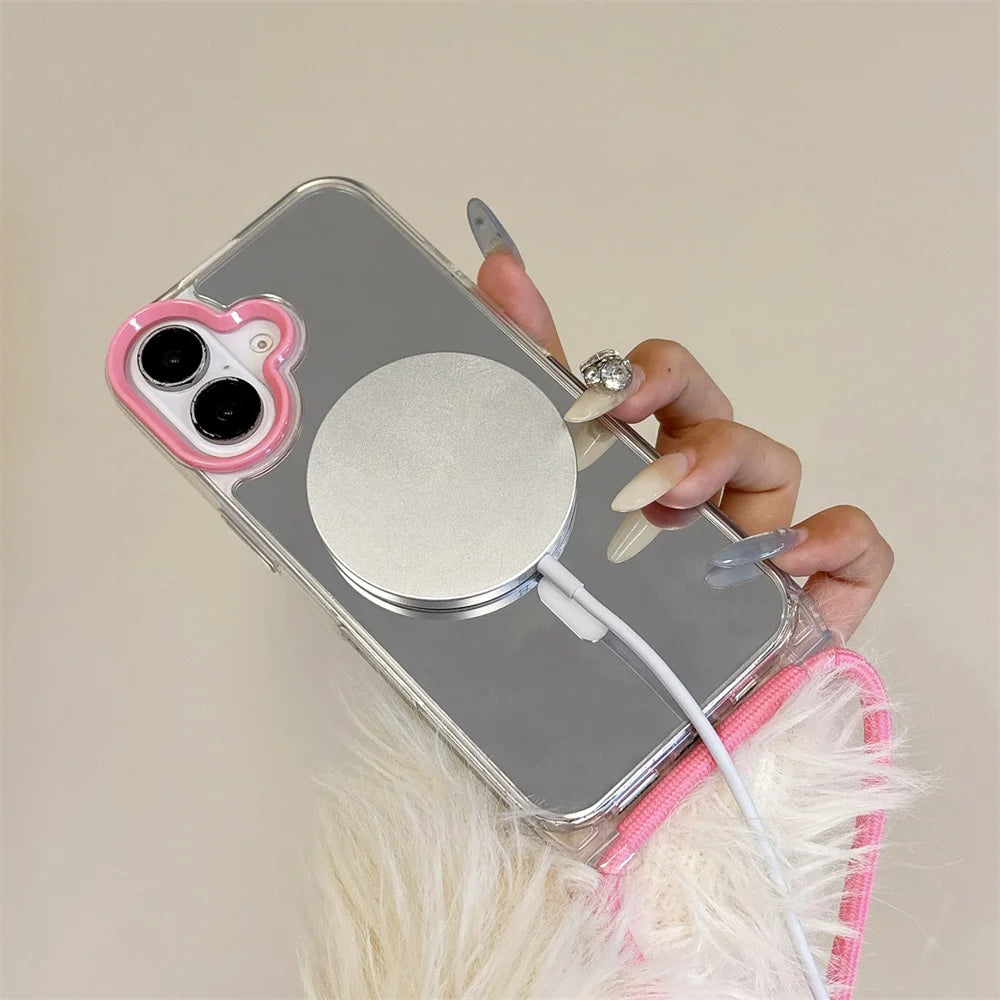 Mirror Make Up Crossbody Strap Magnetic Case for iPhone