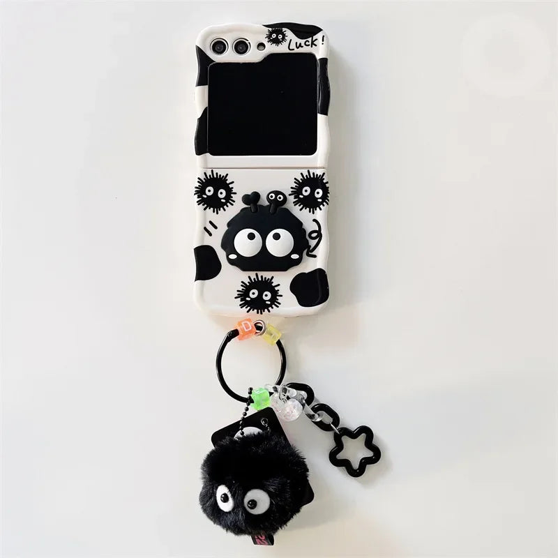 Cartoon Big Eyed Coal Ball Elf Phone Case for Samsung Z Flip 6 5 4 3