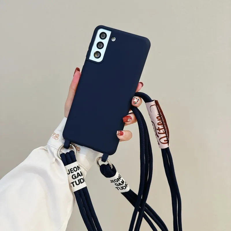 Shoulder Crossbody Lanyard Neck Rope Silicone Cover Case for Samsung