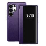 Leather LED View Flip Shockproof Case For Samsung