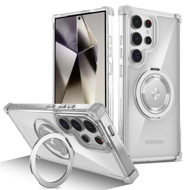 Ring Holder Magnetic Clear Case For Samsung