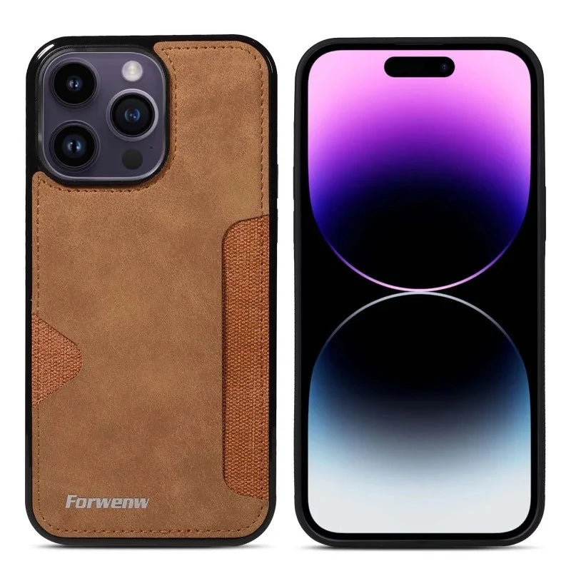 Retro Busines Wallet PU Leather Card Holder Phone Case for iPhone