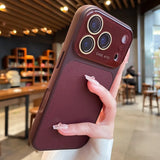 Litchi Leather Lens Protector Shockproof Case for iPhone