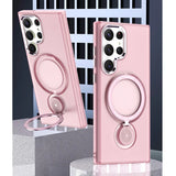 360° Swivel Stand Plating Lens Hole Magnetic Case For Samsung