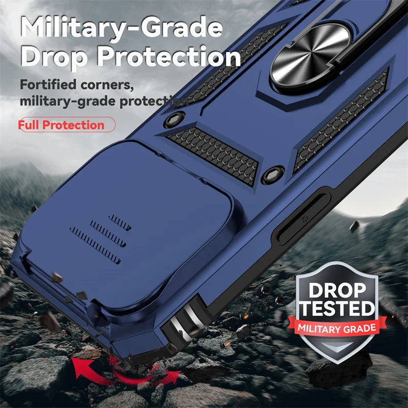 Camera Lens Protector Magnetic Ring Stand Case For iPhone