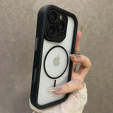 Luxury Matte Magnetic Shockproof Transparent Phone Case For iPhone