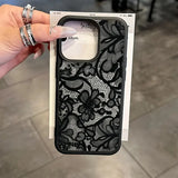 Black Lace Pattern Shockproof Soft Phone Case For iPhone