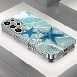 Seawater And Starfish Pattern Tempered Glass Phone Case For Samsung