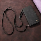Luxury Leather Flip Crossbody Wallet Case for iPhone