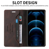 RFID Blocking Leather Flip Wallet Case For iPhone
