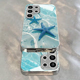 Seawater And Starfish Pattern Tempered Glass Phone Case For Samsung