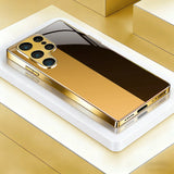 Black Gold Electroplated tempered glass phone case for Samsung