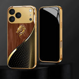Luxury Gold Dragon Head Metallic Paint Glass Case for iPhone