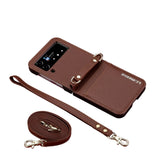 Crossbody Lanyard & Card Slots Leather Case for Samsung Z Flip