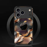 Black‑Gold Gradient Ripple Apple Pattern Case for iPhone