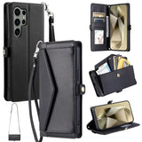 Leather Long Lanyard Wallet Flip Case for Samsung