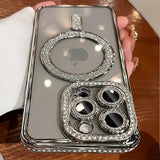 New Fashion Glitter Diamond Magnetic Transparent Case For iPhone