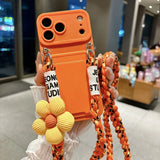 Cute 3D Flower Crossbody Wallet Silicone Case for iPhone