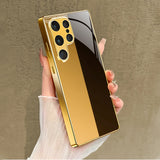 Black Gold Electroplated tempered glass phone case for Samsung